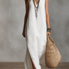 Vestido maxi blanco sin mangas con escote en V