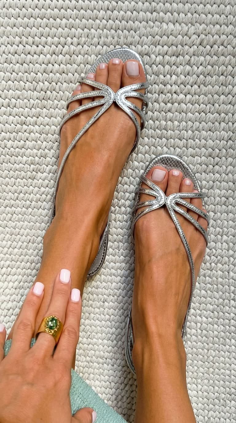 Sandalias metálicas brillantes con tiras