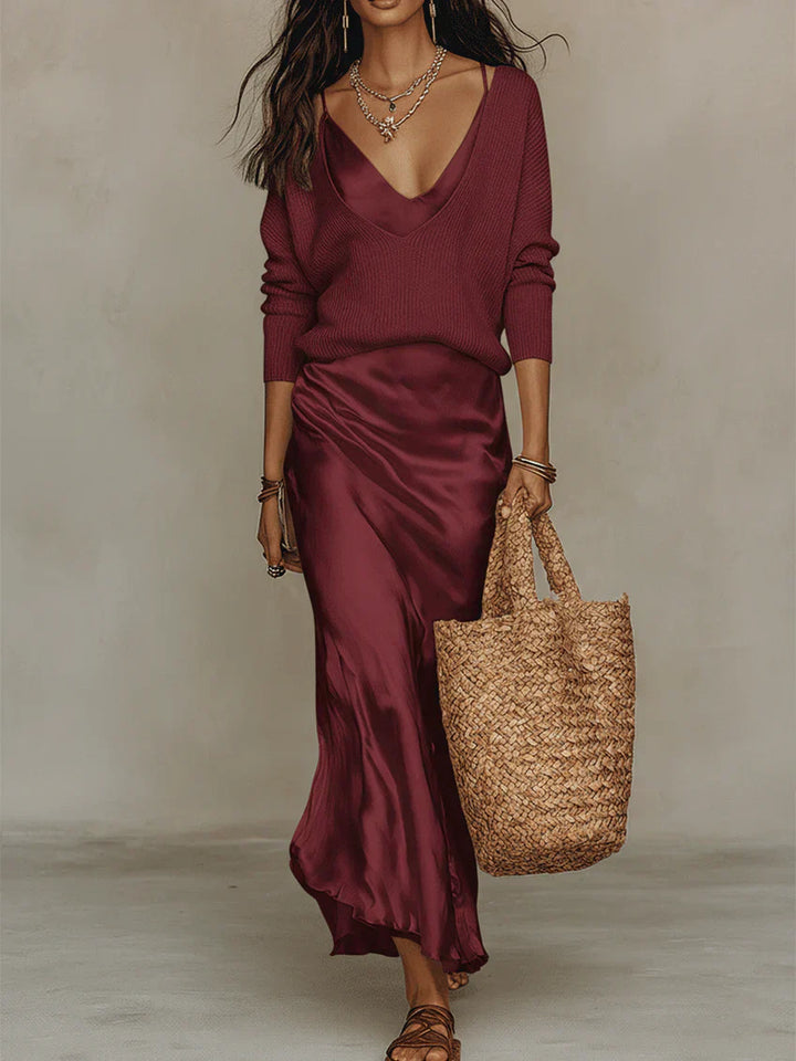 Solène | Vestido lencero y conjunto de punto