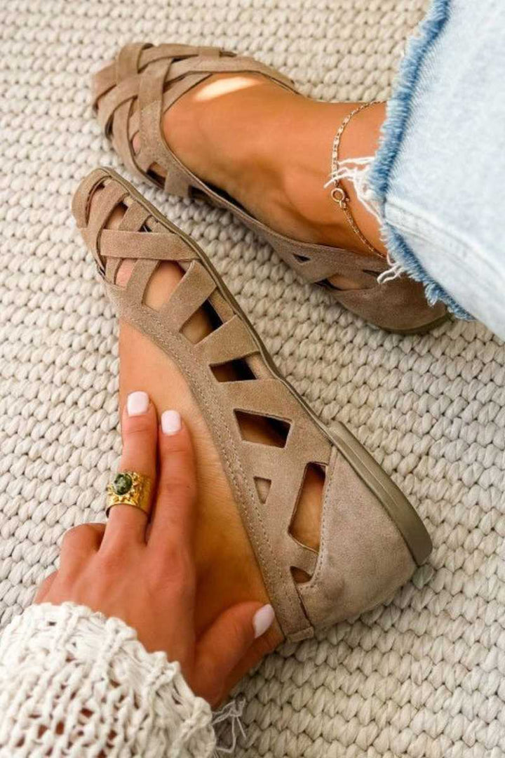 Hina | Sandalias planas de puntera abierta y material trenzado
