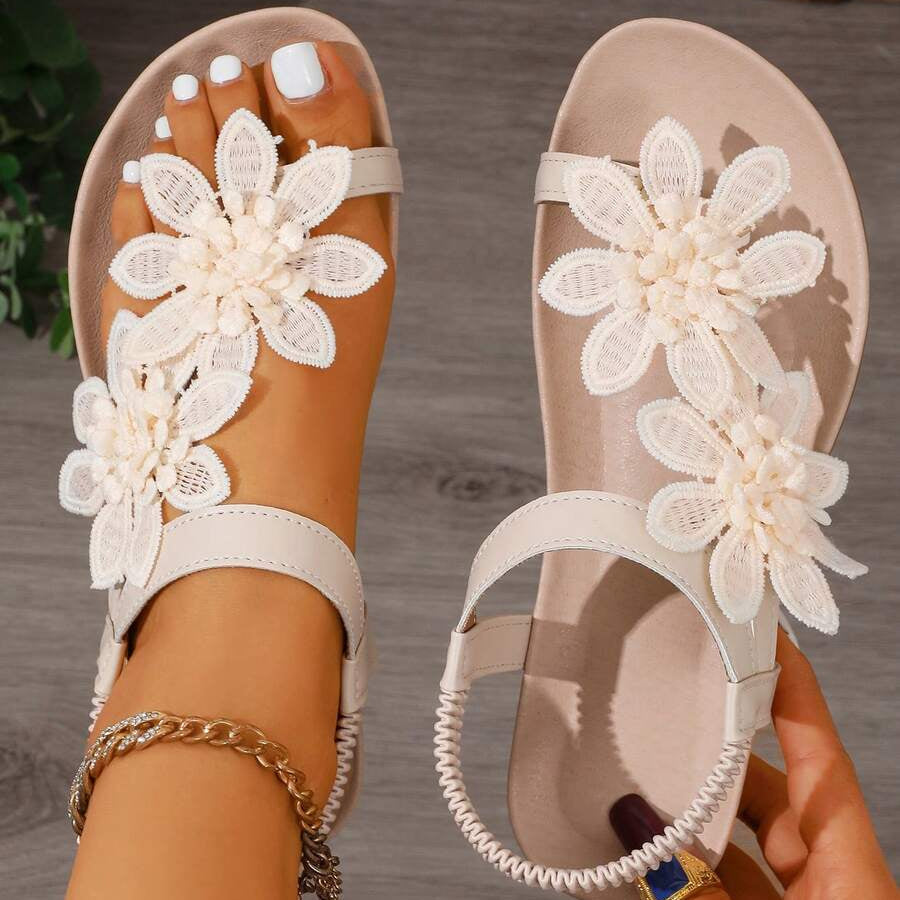 Fiorella | Sandalias Ortopédicas con Flores Aplicadas