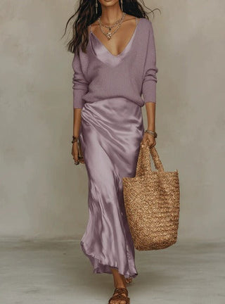 Solène | Vestido lencero y conjunto de punto