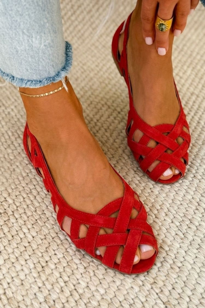 Hina | Sandalias planas de puntera abierta y material trenzado
