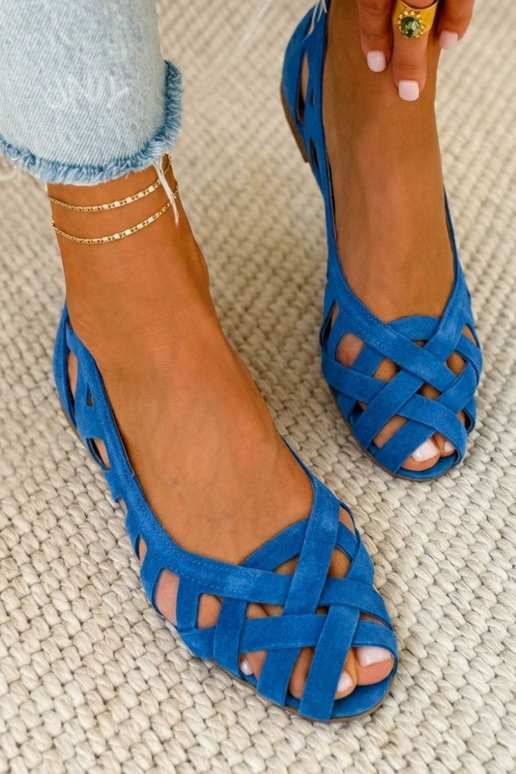 Hina | Sandalias planas de puntera abierta y material trenzado