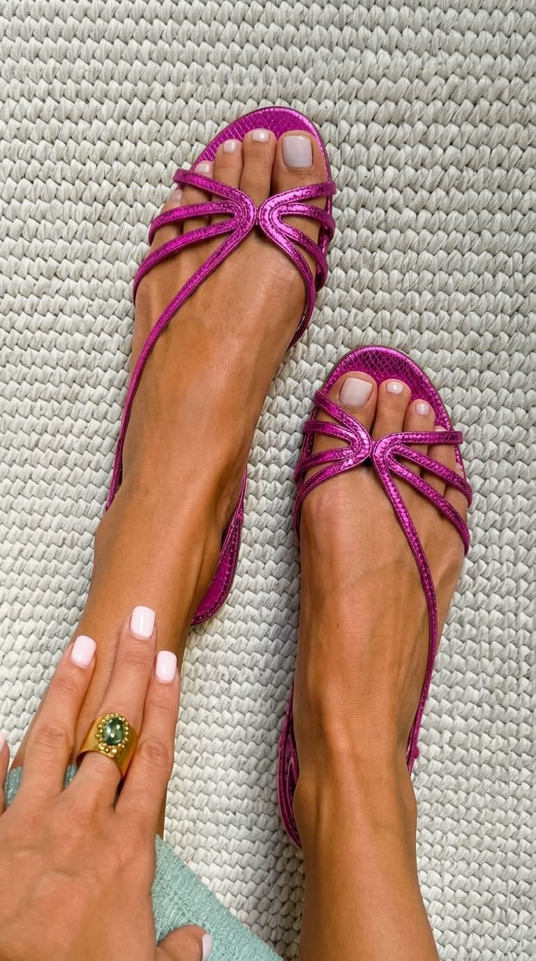 Sandalias metálicas brillantes con tiras