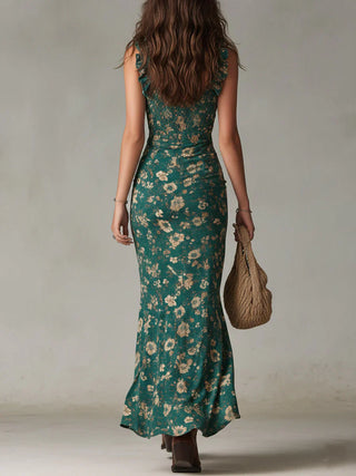 Zara - Vestido boho retro con volantes y abertura