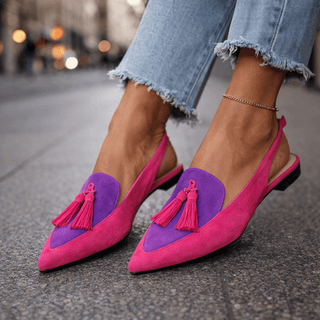 Nexoria - Elegantes mocasines bicolor de mujer con borlas a la moda