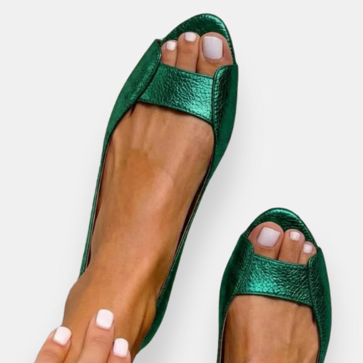 Servanié | Sandalias planas metalizadas