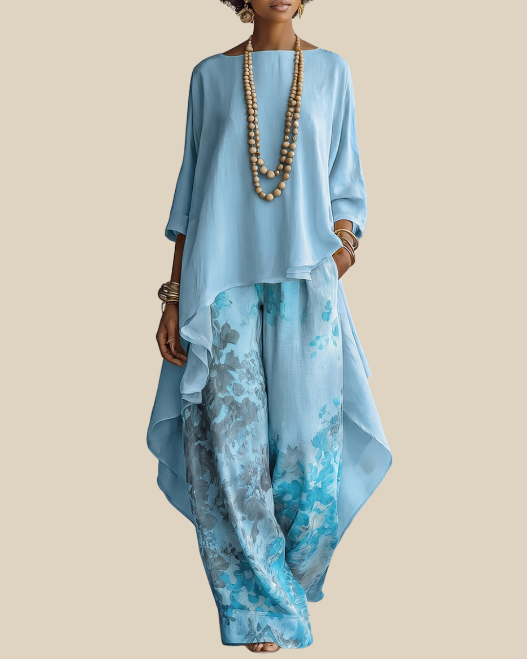 Ida | Conjunto de dos piezas aireado con pantalón floral