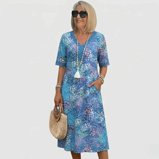 Marina - Vestido midi veraniego con estampado oceánico