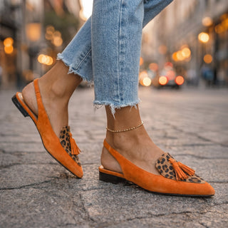 Nexoria - Elegantes mocasines bicolor de mujer con borlas a la moda
