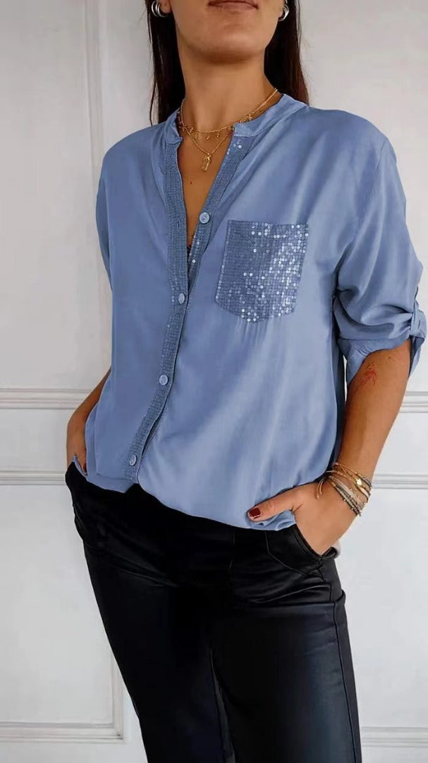 Leire - Camisa con lentejuelas