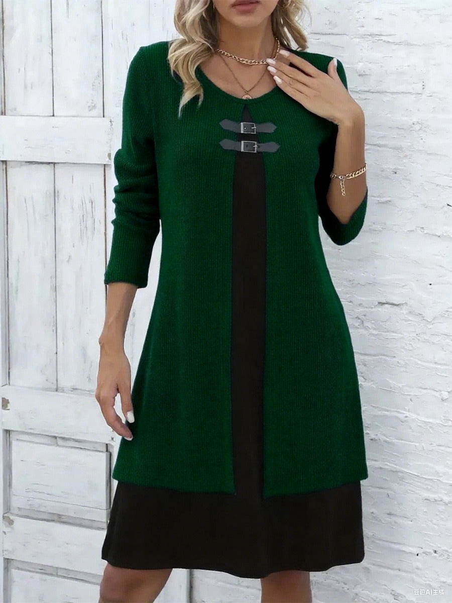 Clara - Vestido en línea A con efecto dos piezas