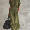 Vestido maxi holgado con cintura fruncida
