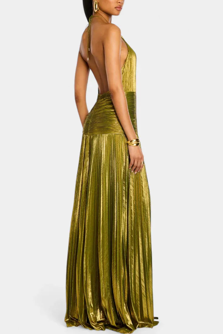 Oriana - Vestido metalizado con espalda descubierta