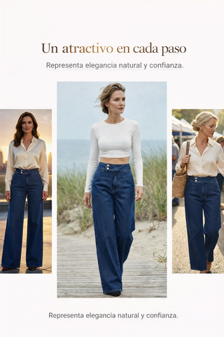 Vaqueros de mujer de cintura alta y pierna ancha