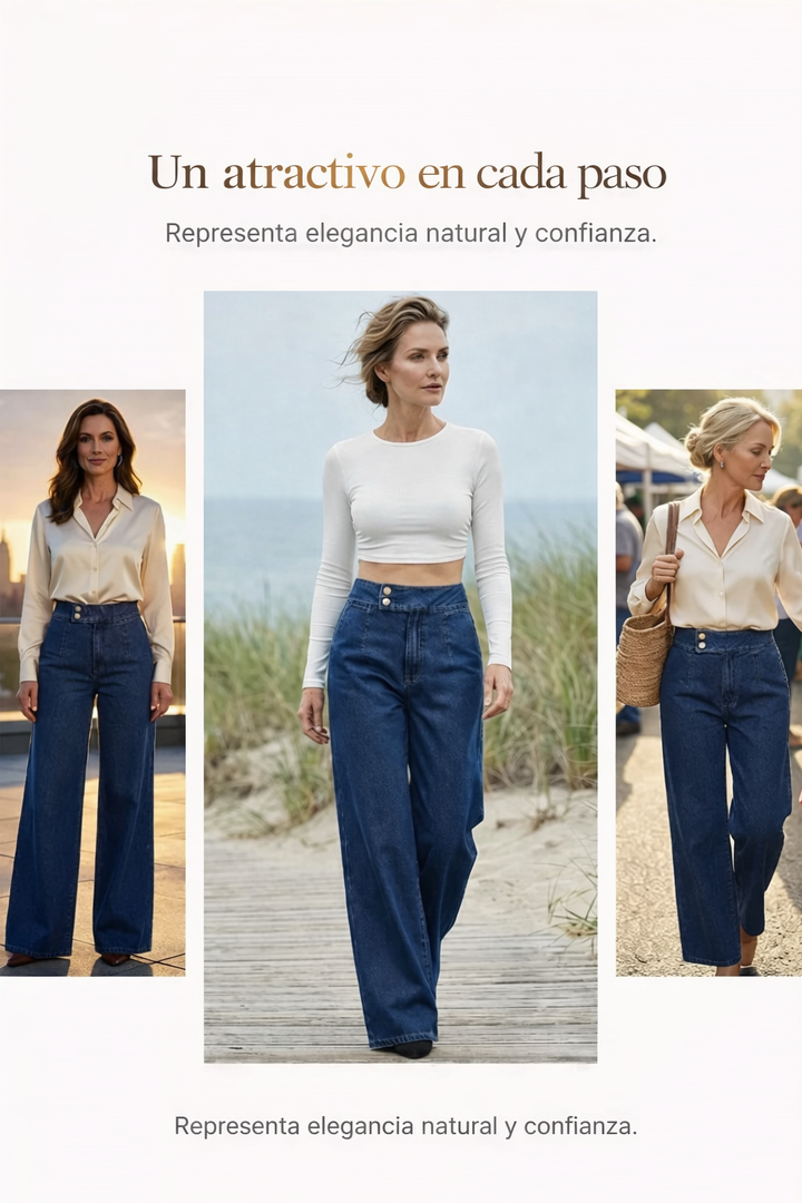 Vaqueros de mujer de cintura alta y pierna ancha