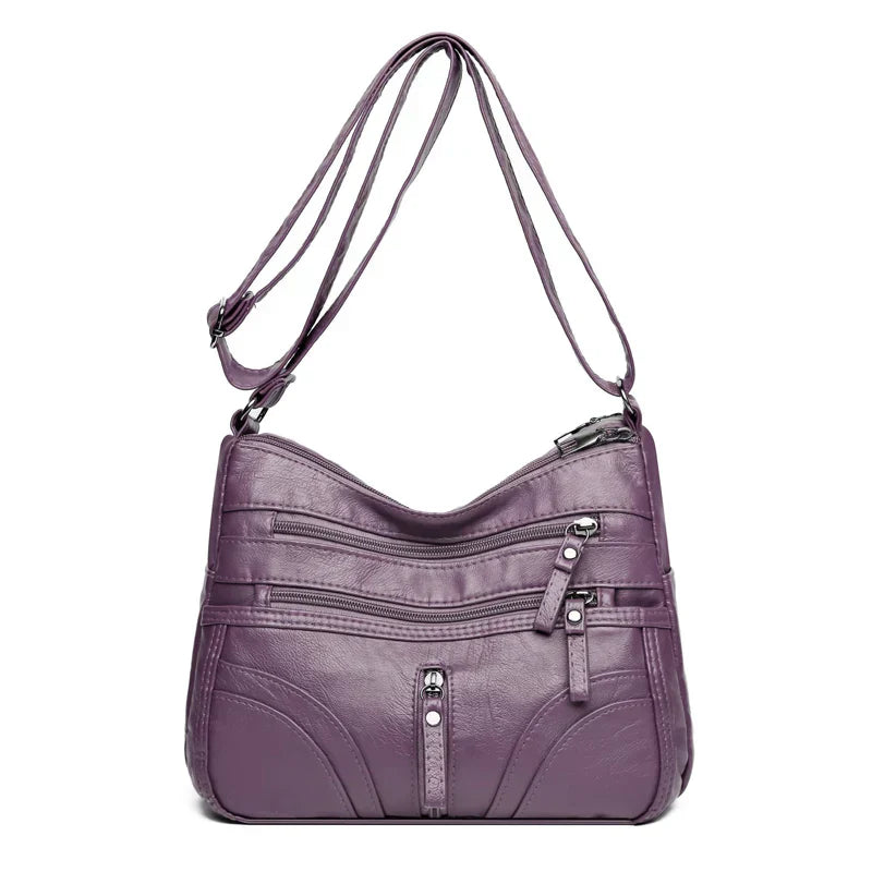 Clara - Bolso bandolera moderno con múltiples cremalleras y correa ajustable