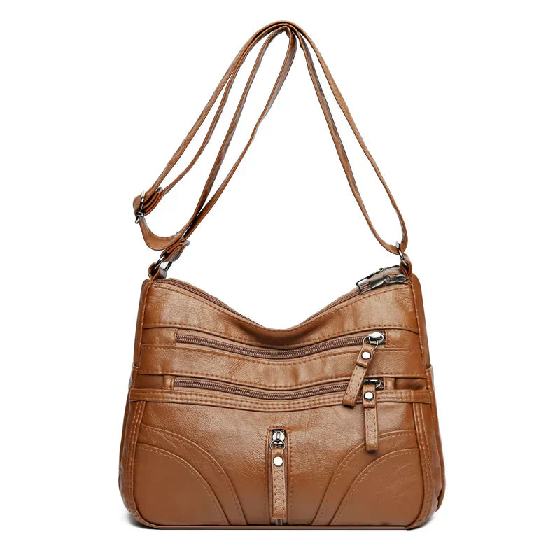 Clara - Bolso bandolera moderno con múltiples cremalleras y correa ajustable