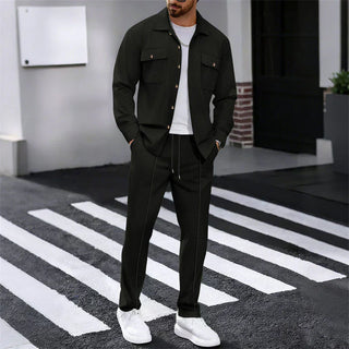 Iván – Conjunto de chaqueta abotonada y pantalón waffle