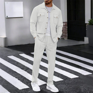 Iván – Conjunto de chaqueta abotonada y pantalón waffle