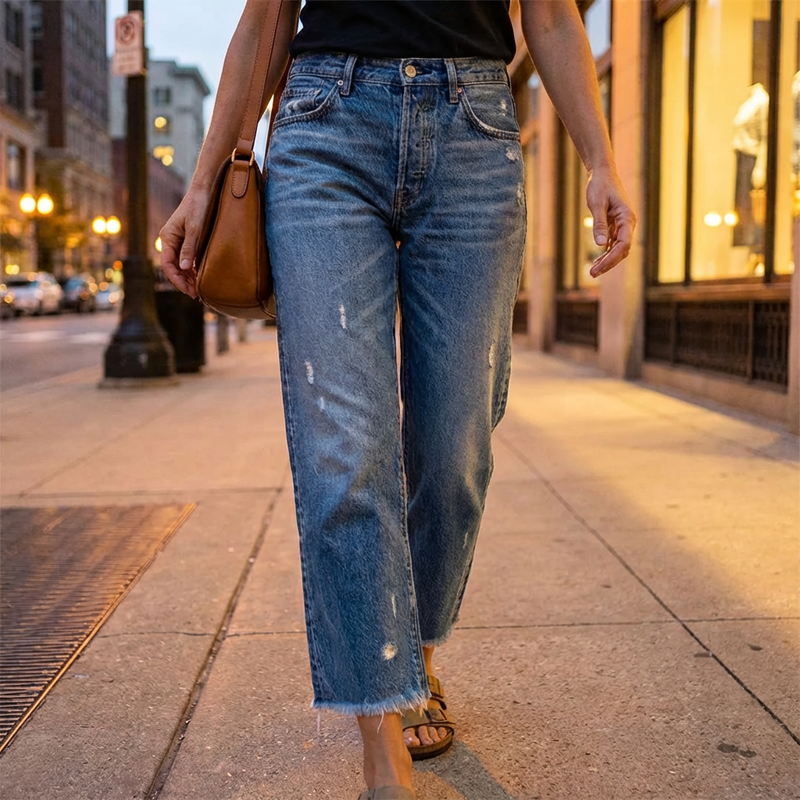 Vaqueros retro rectos y cropped para mujer