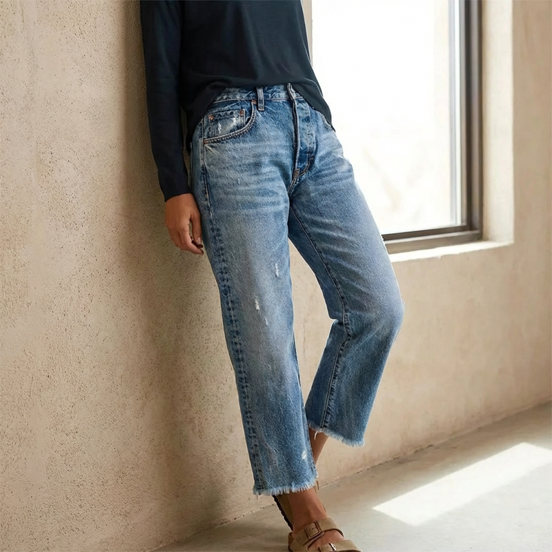 Vaqueros retro rectos y cropped para mujer
