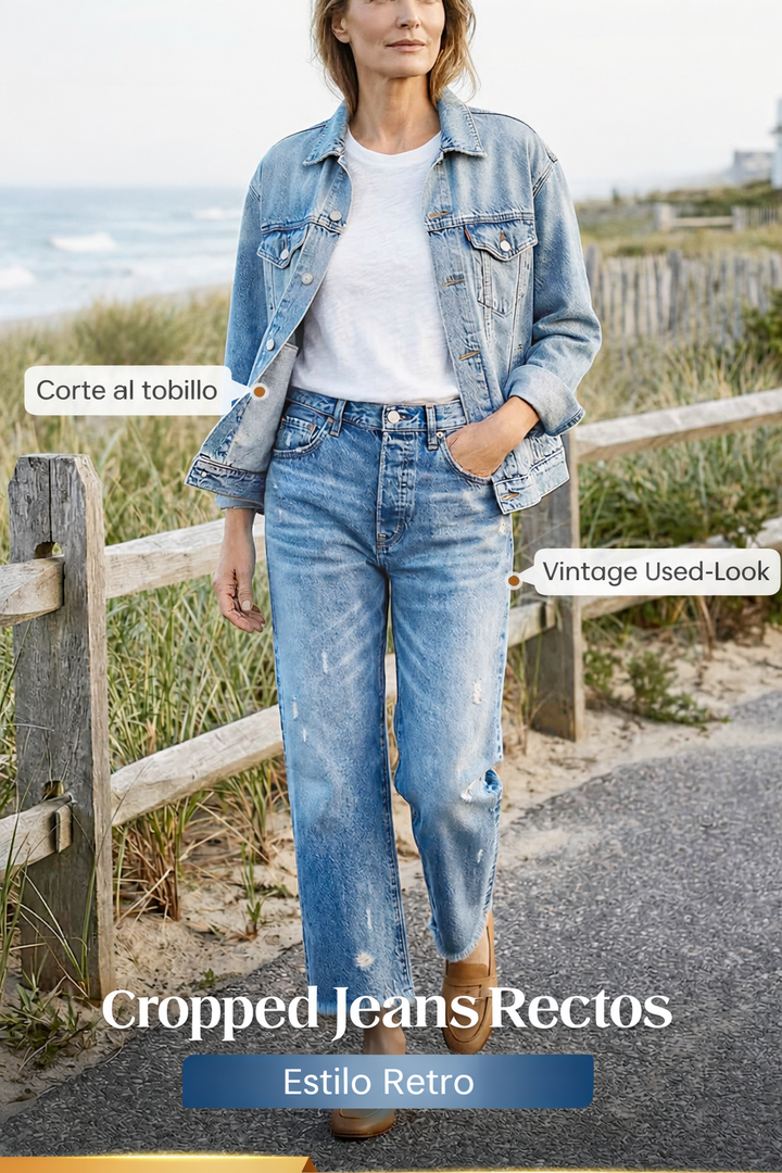 Vaqueros retro rectos y cropped para mujer